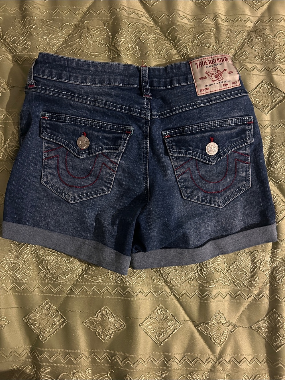 True Religion Classic Indigo Cuffed Denim Shorts